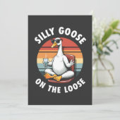 Gekke gans op de losse meditatie yoga retro kaart (Staand voorkant)