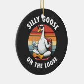 Gekke gans op de losse meditatie yoga retro keramisch ornament (Rechts)