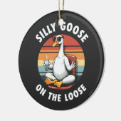 Gekke gans op de losse meditatie yoga retro keramisch ornament (Links)