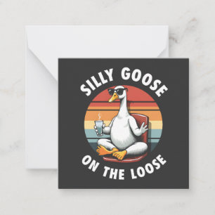 Gekke gans op de losse meditatie yoga retro notitiekaartje