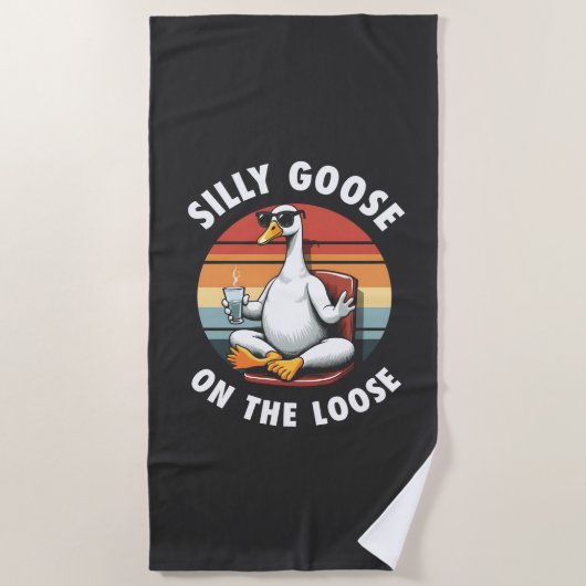 Gekke gans op de losse meditatie yoga retro strandlaken (Voorkant)