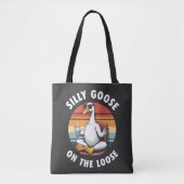 Gekke gans op de losse meditatie yoga retro tote bag (Voorkant)