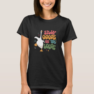 Gekke gans op de losse retro groovy gekke gans t-shirt