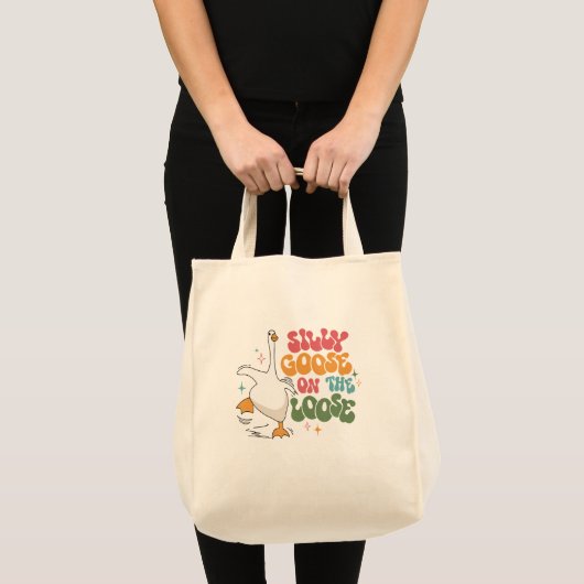 Gekke gans op de losse retro groovy Gekke gans Tote Bag (Voorkant (product))