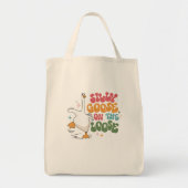 Gekke gans op de losse retro groovy Gekke gans Tote Bag (Voorkant)