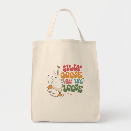 Gekke gans op de losse retro groovy Gekke gans Tote Bag (Voorkant)