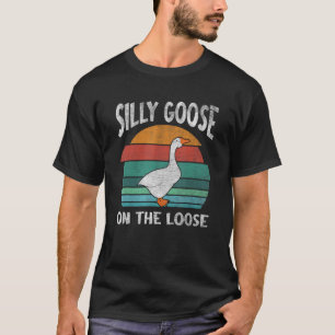 Gekke gans op de losse speelse dierenwoordspeling t-shirt
