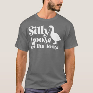 Gekke gans op de losse witte tekst t-shirt