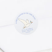 Gekke gans op de Way Boy Baby shower Ronde Sticker