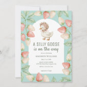 Gekke gans op de weg Strawberry Mint Baby shower Kaart (Voorkant)