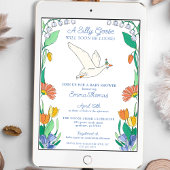 Gekke gans op het Loose Spring Floral Baby shower Kaart