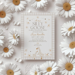 Gekke gans op het losse Baby shower Beige Gingham Kaart