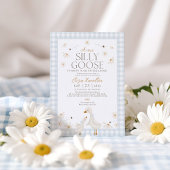 Gekke gans op het losse Baby shower Blue Gingham Kaart