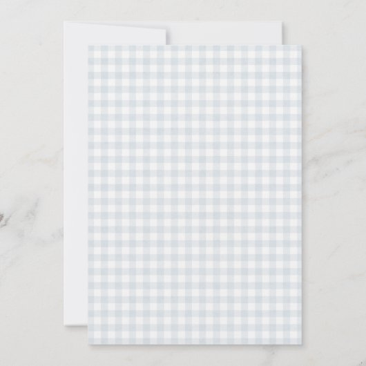Gekke gans op het losse Baby shower Blue Gingham Kaart (Achterkant)