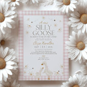 Gekke gans op het losse Baby shower Pink Gingham Kaart