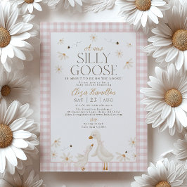 Gekke gans op het losse Baby shower Pink Gingham Kaart