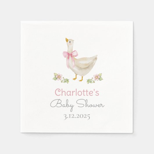 Gekke Gans op het losse Pink Bow Baby shower Servet (Voorkant)