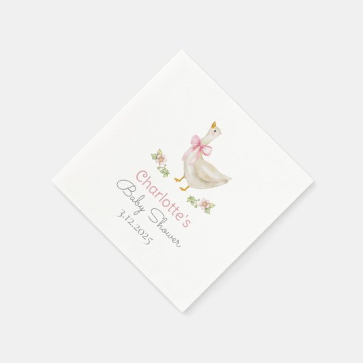 Gekke Gans op het losse Pink Bow Baby shower Servet (Hoek)