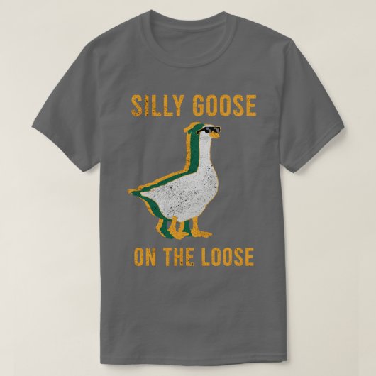 Gekke Gans op het losse Retro T-shirt met lange mo (Design voorkant)