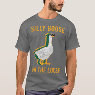Gekke Gans op het losse Retro T-shirt met lange mo