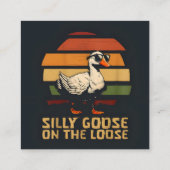 gekke gans op het losse shirt vierkante visitekaartje (Achterkant)