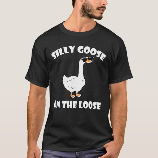 Gekke gans op het T-shirt van het losse Funny Geze (Voorkant)