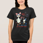 Gekke Gans rood, wit en los op 4 juli Tri-Blend Shirt (Voorkant)