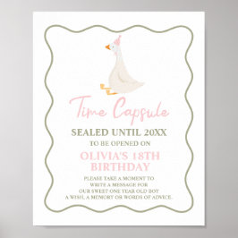 Gekke Gans Roze 1e Verjaardag Tijd Capsule Poster