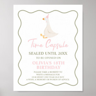 Gekke Gans Roze 1e Verjaardag Tijd Capsule Poster