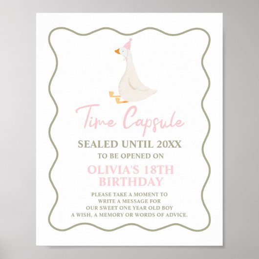 Gekke Gans Roze 1e Verjaardag Tijd Capsule Poster (Voorkant)