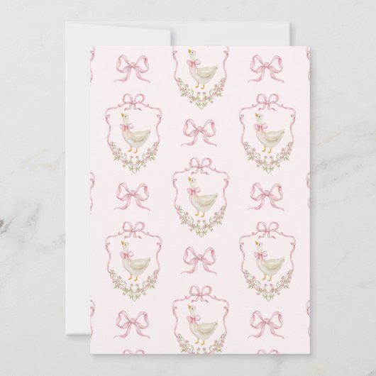 Gekke Gans Roze Bloemen Bow Baby meisje douche Kaart (Achterkant)