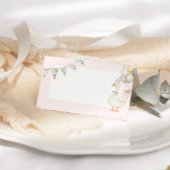 Gekke Gans Roze Bloemen Verjaardagsfeest Eten Plaatskaartje