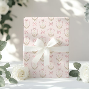 Gekke Gans Roze Boog Kam  baby shower Wra Cadeaupapier