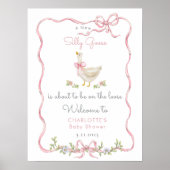 Gekke Gans Roze Bow Baby meisje Douche Welkom Poster (Voorkant)
