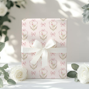 Gekke Gans Roze Bow Crest  baby shower Cadeaupapier