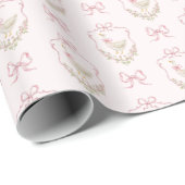 Gekke Gans Roze Bow Crest baby shower Cadeaupapier (Rol Hoek)