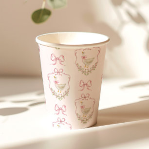 Gekke Gans Roze Bow Crest  baby shower Papieren Bekers