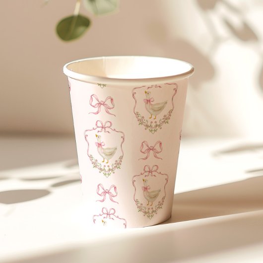 Gekke Gans Roze Bow Crest  baby shower Papieren Bekers