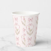Gekke Gans Roze Bow Crest  baby shower Papieren Bekers (Rechts)