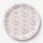 Gekke Gans Roze Bow Crest baby shower Papieren Bordje (Voorkant)