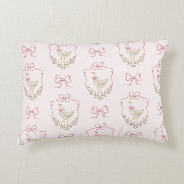 Gekke Gans Roze Bow kam  baby meisje Accent Kussen (Voorkant)