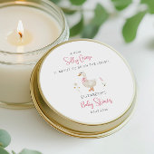 Gekke Gans Roze Bow Wildflower Meisje Baby shower Ronde Sticker