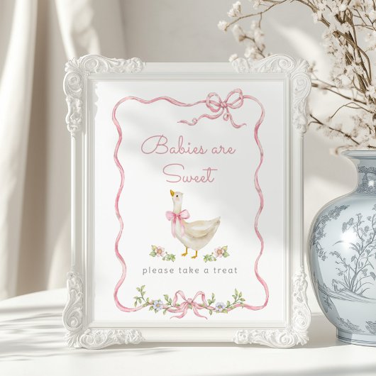 Gekke Gans Roze strik Baby's zijn lief Poster