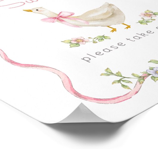 Gekke Gans Roze strik Baby's zijn lief Poster (Hoek)