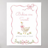 Gekke Gans Roze strik Baby's zijn lief Poster (Voorkant)