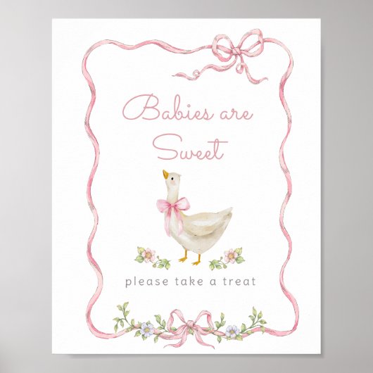 Gekke Gans Roze strik Baby's zijn lief Poster (Voorkant)