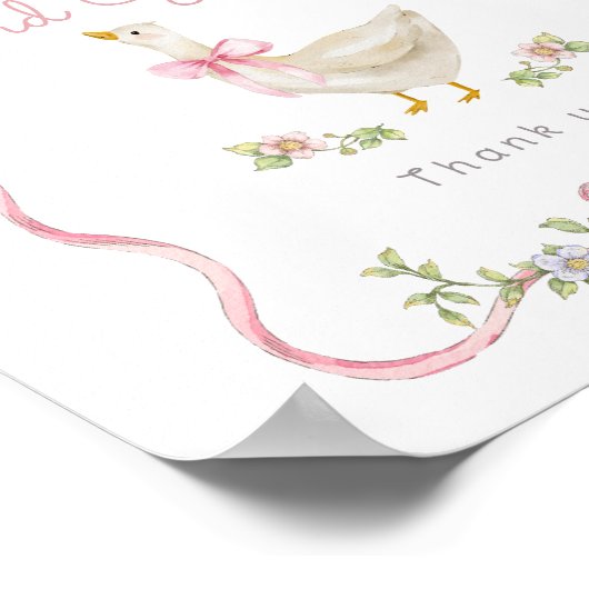 Gekke Gans Roze strik Kaarten en geschenken Poster (Hoek)