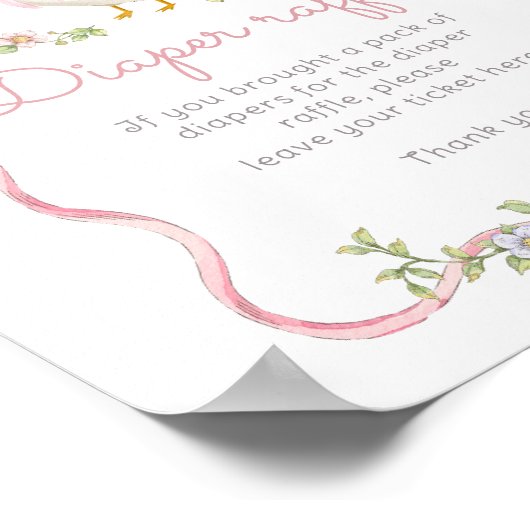 Gekke Gans roze strik Luier Raffle Poster (Hoek)