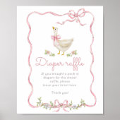 Gekke Gans roze strik  Luier Raffle Poster (Voorkant)