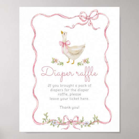 Gekke Gans roze strik  Luier Raffle Poster (Voorkant)